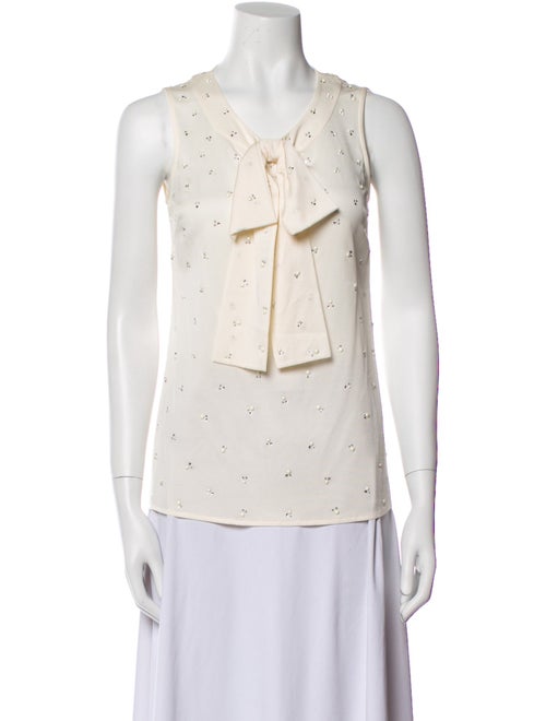 St. John Evening Silk Polka Dot Print Button-Up Top