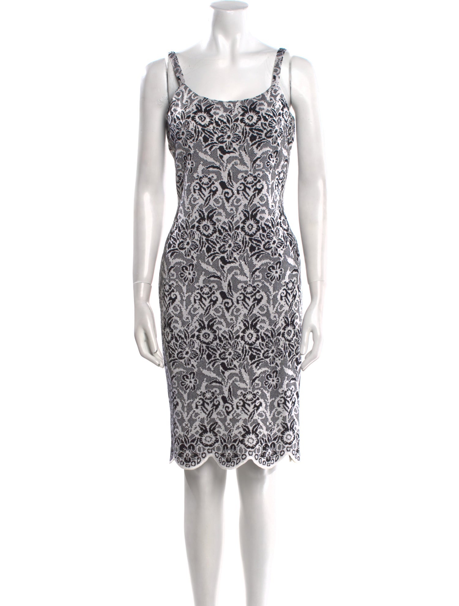 St. John Evening Cable Knit Knee-Length Dress