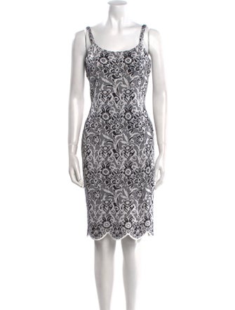 St. John Evening Cable Knit Knee-Length Dress