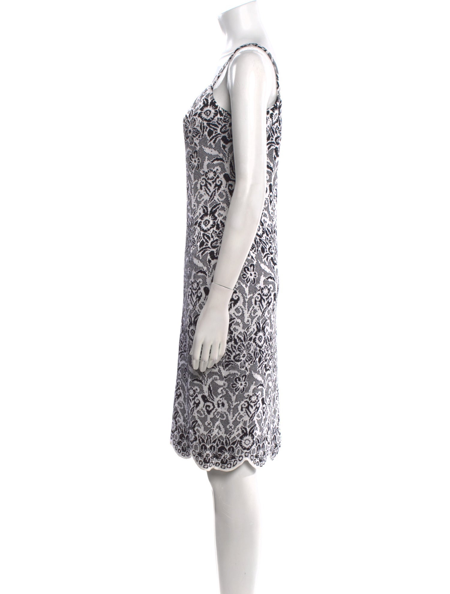 St. John Evening Cable Knit Knee-Length Dress