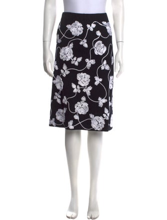 St. John Evening Floral Print Knee-Length Skirt