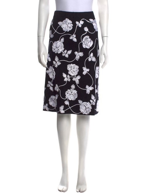 St. John Evening Floral Print Knee-Length Skirt