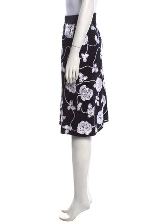 St. John Evening Floral Print Knee-Length Skirt