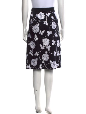 St. John Evening Floral Print Knee-Length Skirt