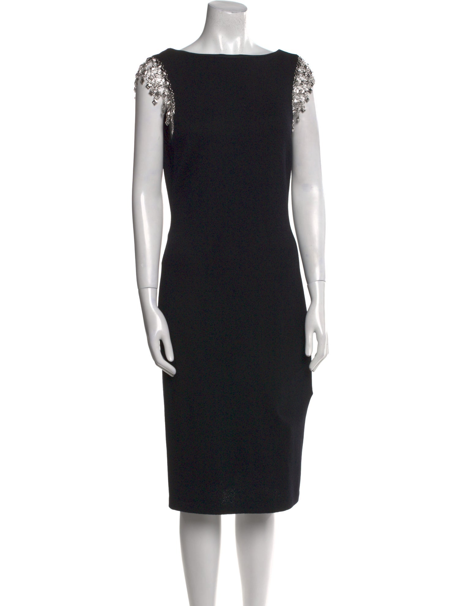 St. John Evening Bateau Neckline Midi Length Dress