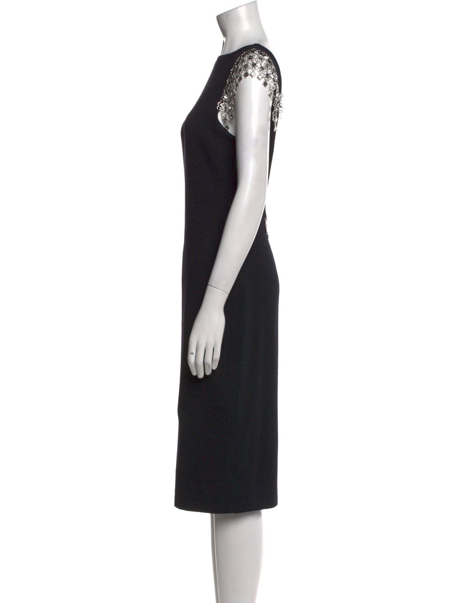 St. John Evening Bateau Neckline Midi Length Dress