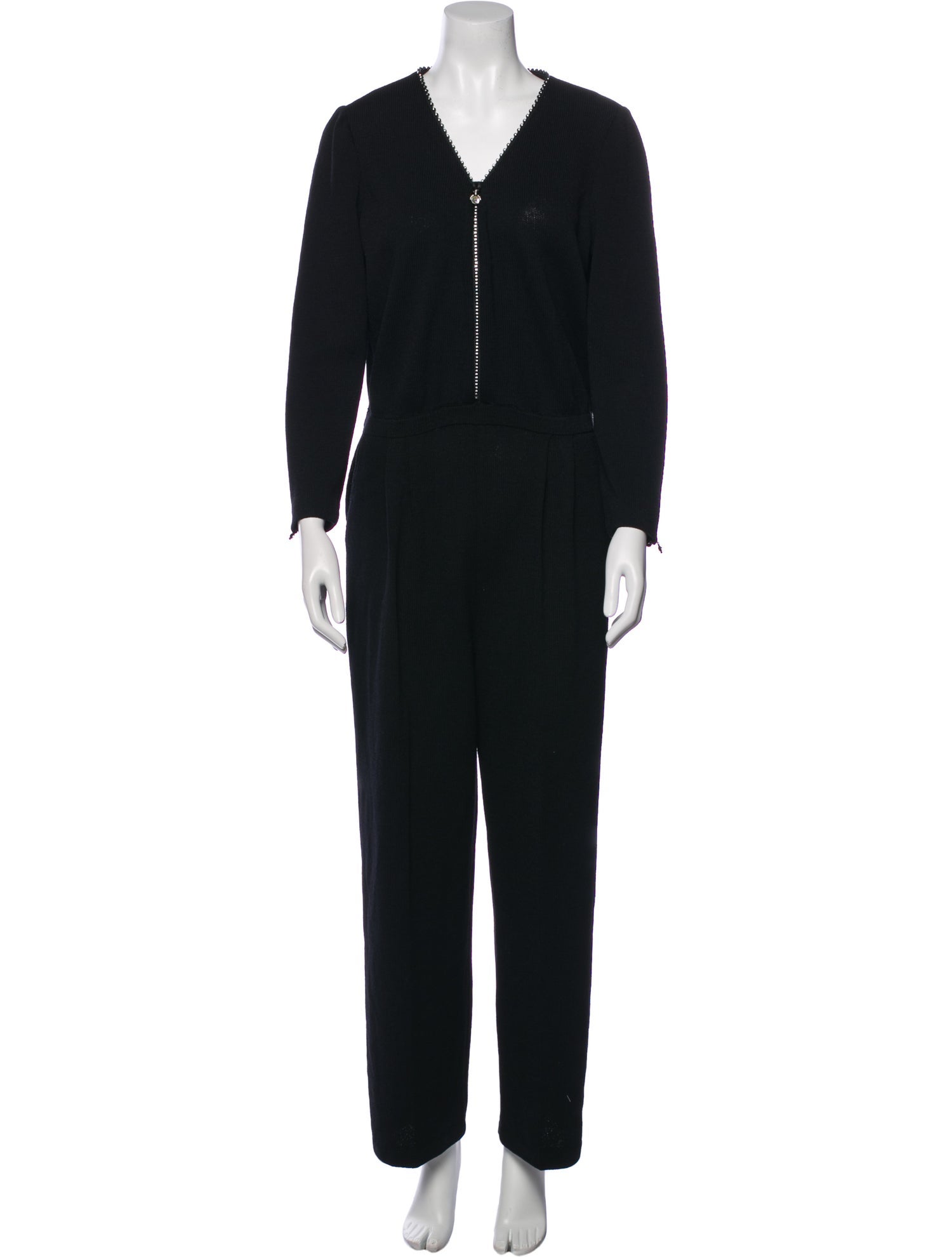 St. John Evening Wool V-Neck Jumpsuit