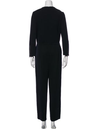 St. John Evening Wool V-Neck Jumpsuit