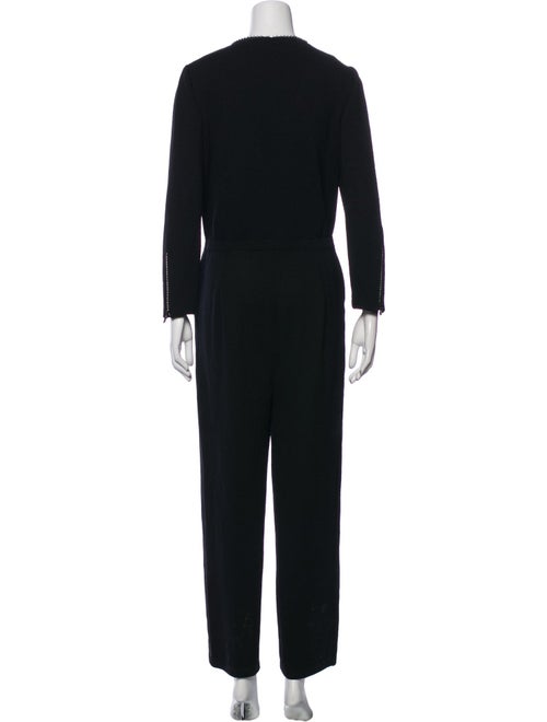 St. John Evening Wool V-Neck Jumpsuit