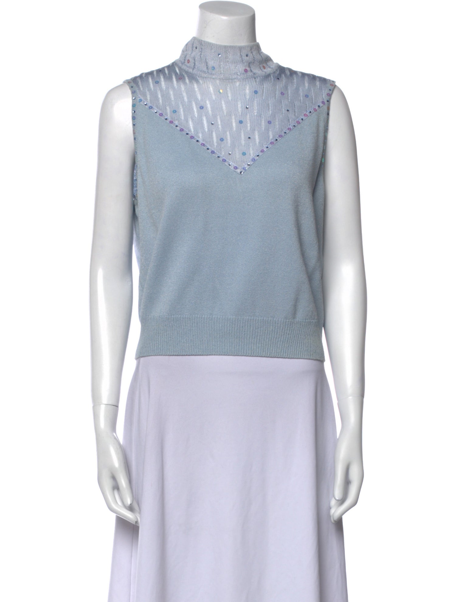 St. John Evening Mock Neck Sleeveless Crop Top