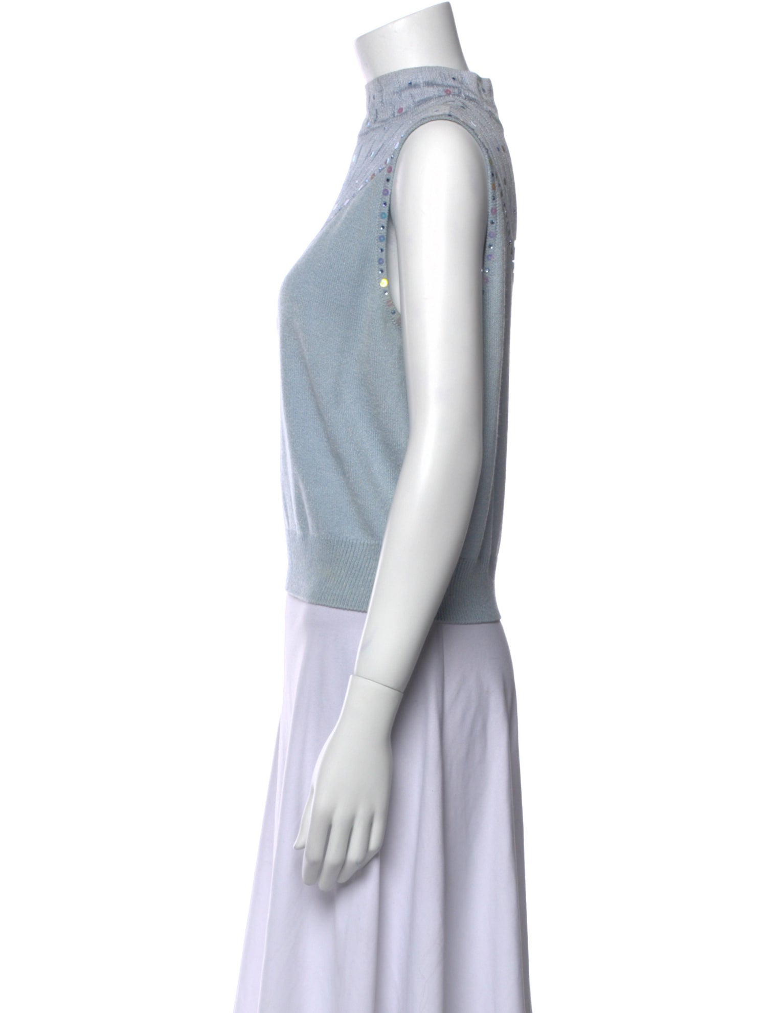 St. John Evening Mock Neck Sleeveless Crop Top