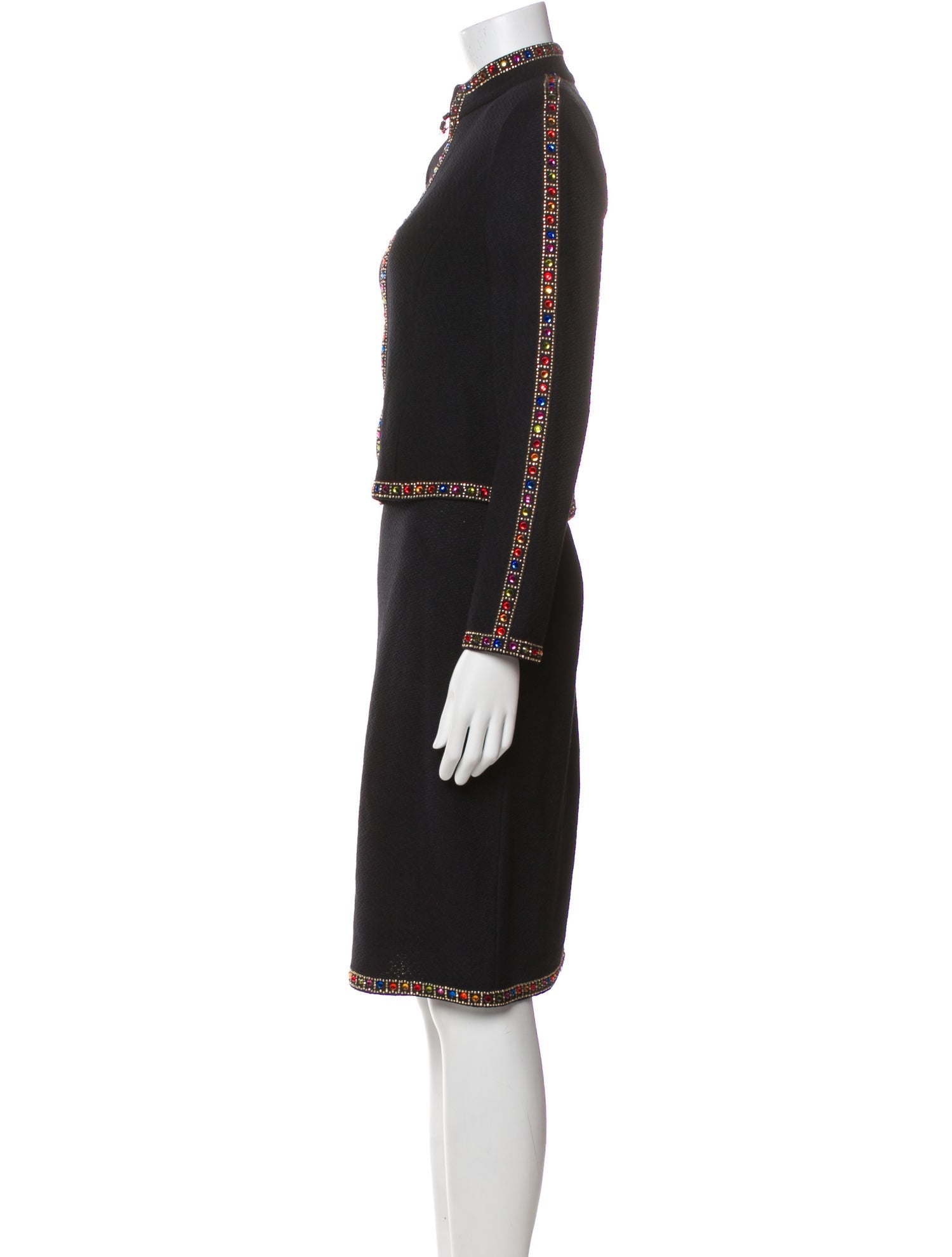St. John Evening Wool Bow Accents Skirt Suit