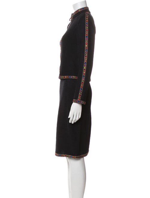St. John Evening Wool Bow Accents Skirt Suit