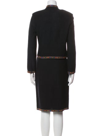 St. John Evening Wool Bow Accents Skirt Suit