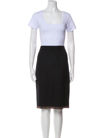 St. John Evening Wool Bow Accents Skirt Suit