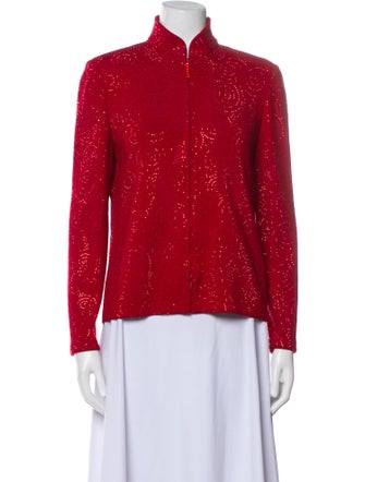 St. John Evening Wool Polka Dot Print Jacket