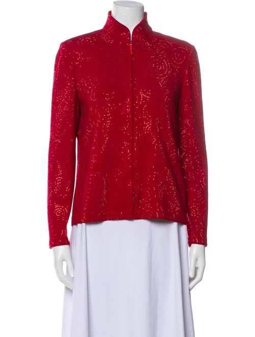 St. John Evening Wool Polka Dot Print Jacket