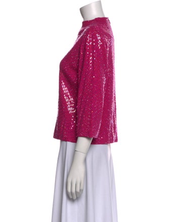 St. John Evening Patterned Mock Neck Blouse