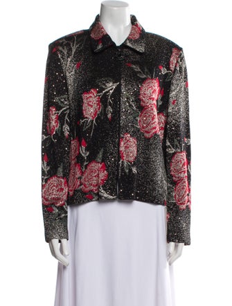 St. John Evening Wool Floral Print Jacket