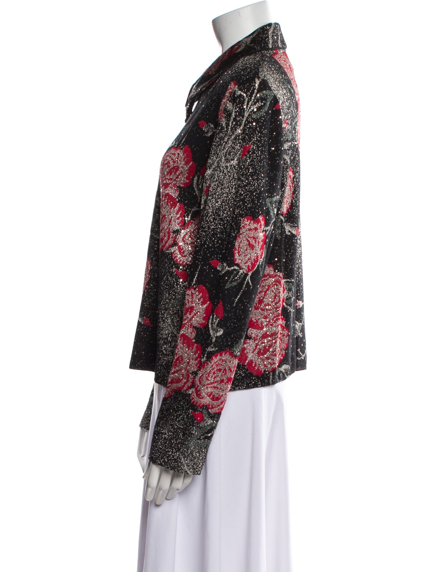 St. John Evening Wool Floral Print Jacket