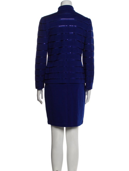 St. John Evening Colorblock Pattern Sequin Embellishments Skirt Suit