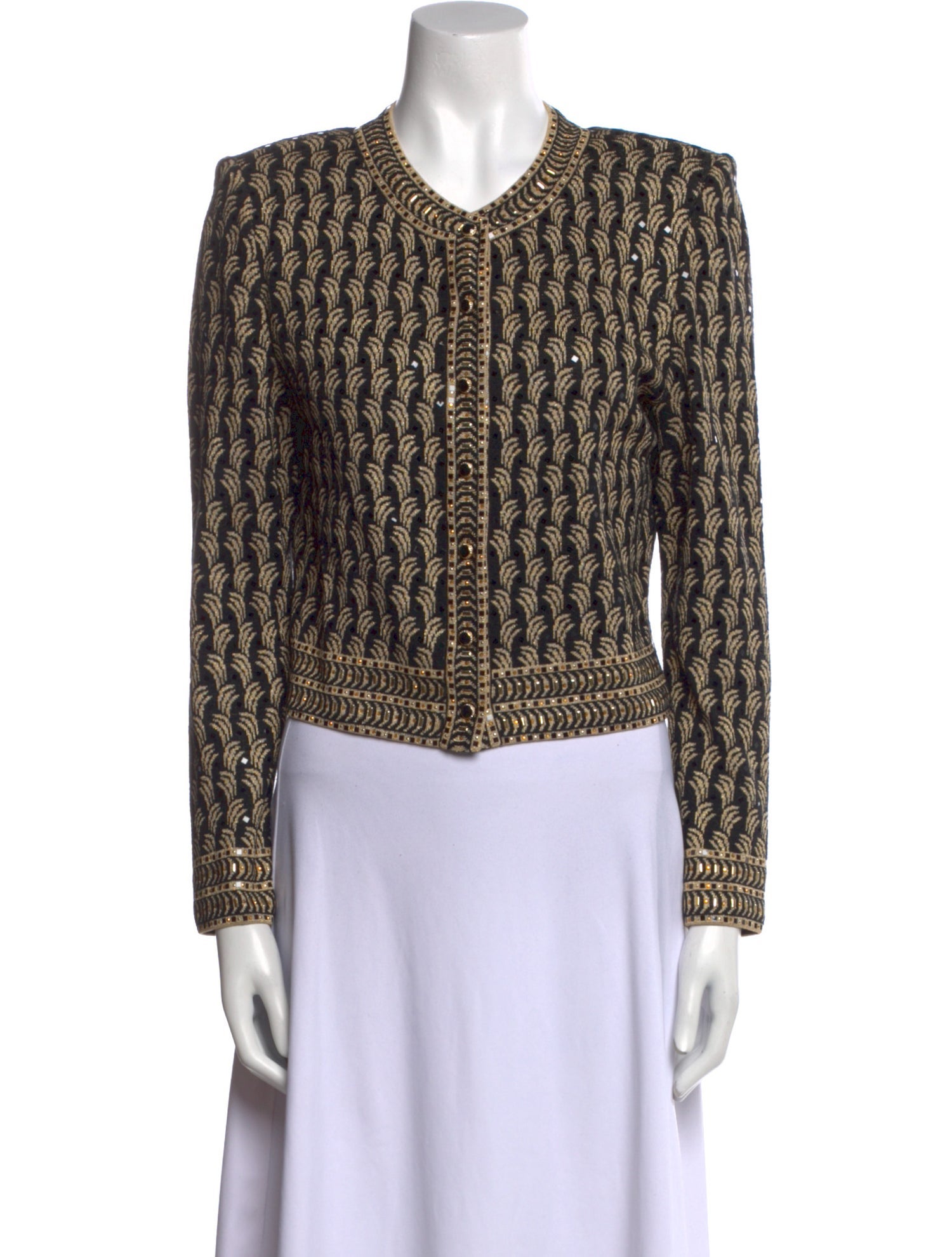 St. John Evening Printed Crew Neck Sweater