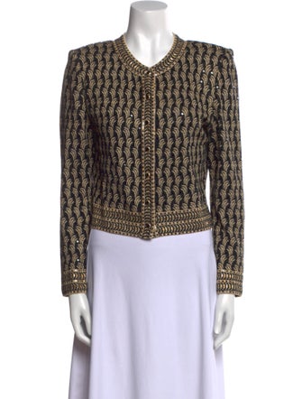 St. John Evening Printed Crew Neck Sweater