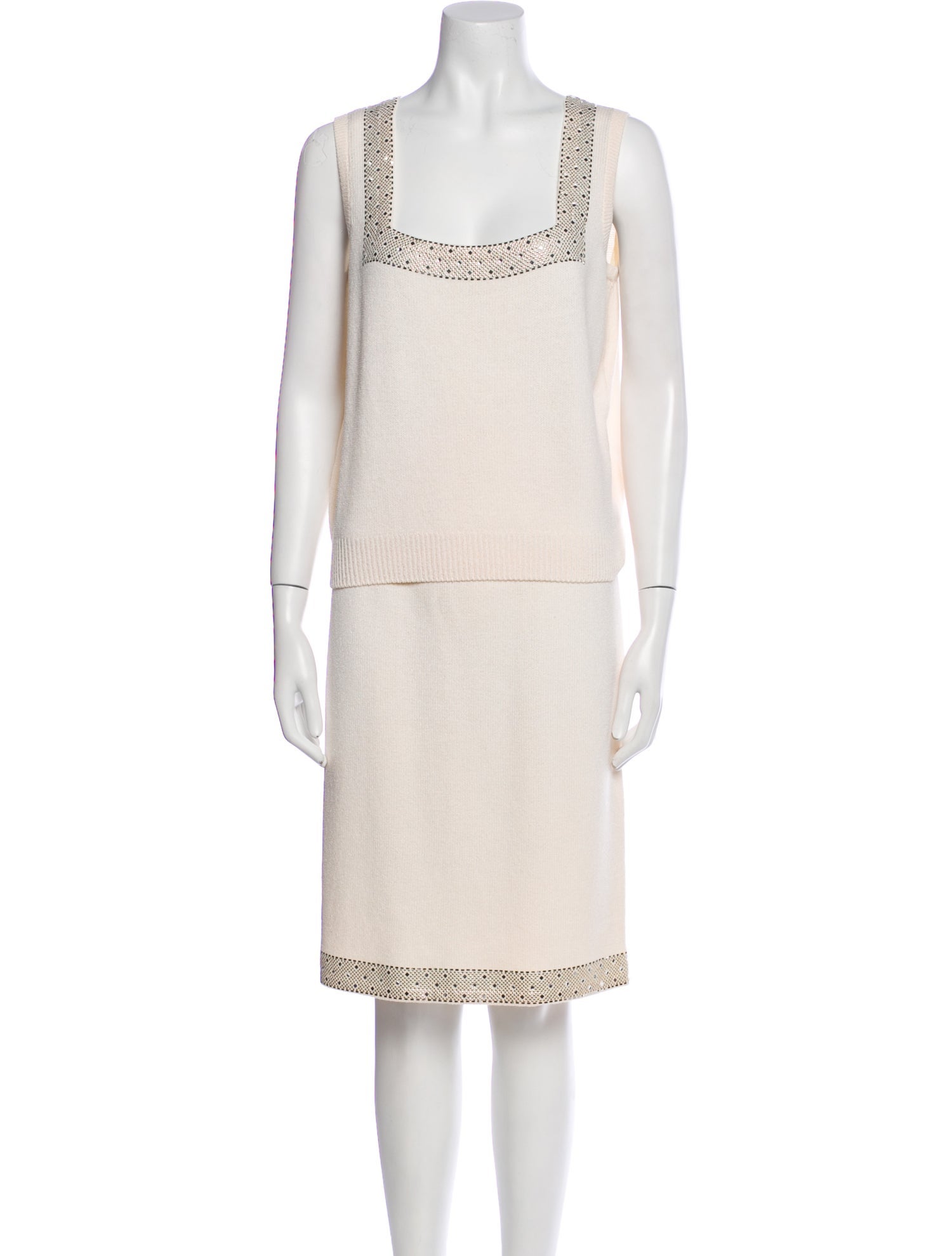 St. John Evening Wool Crystal Embellishments Skirt Set