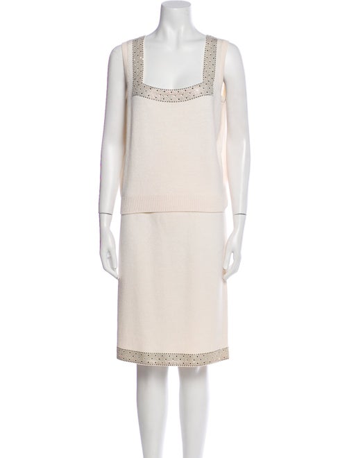 St. John Evening Wool Crystal Embellishments Skirt Set