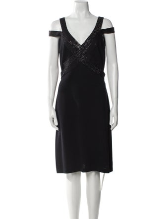 St. John Evening V-Neck Knee-Length Dress