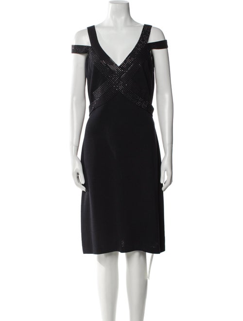 St. John Evening V-Neck Knee-Length Dress