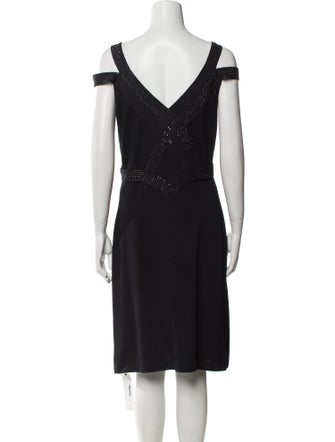 St. John Evening V-Neck Knee-Length Dress