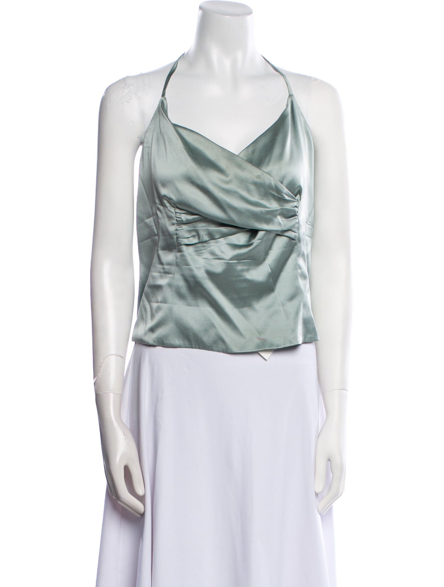 St. John Evening Silk Cowl Neck Crop Top