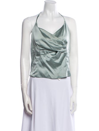 St. John Evening Silk Cowl Neck Crop Top
