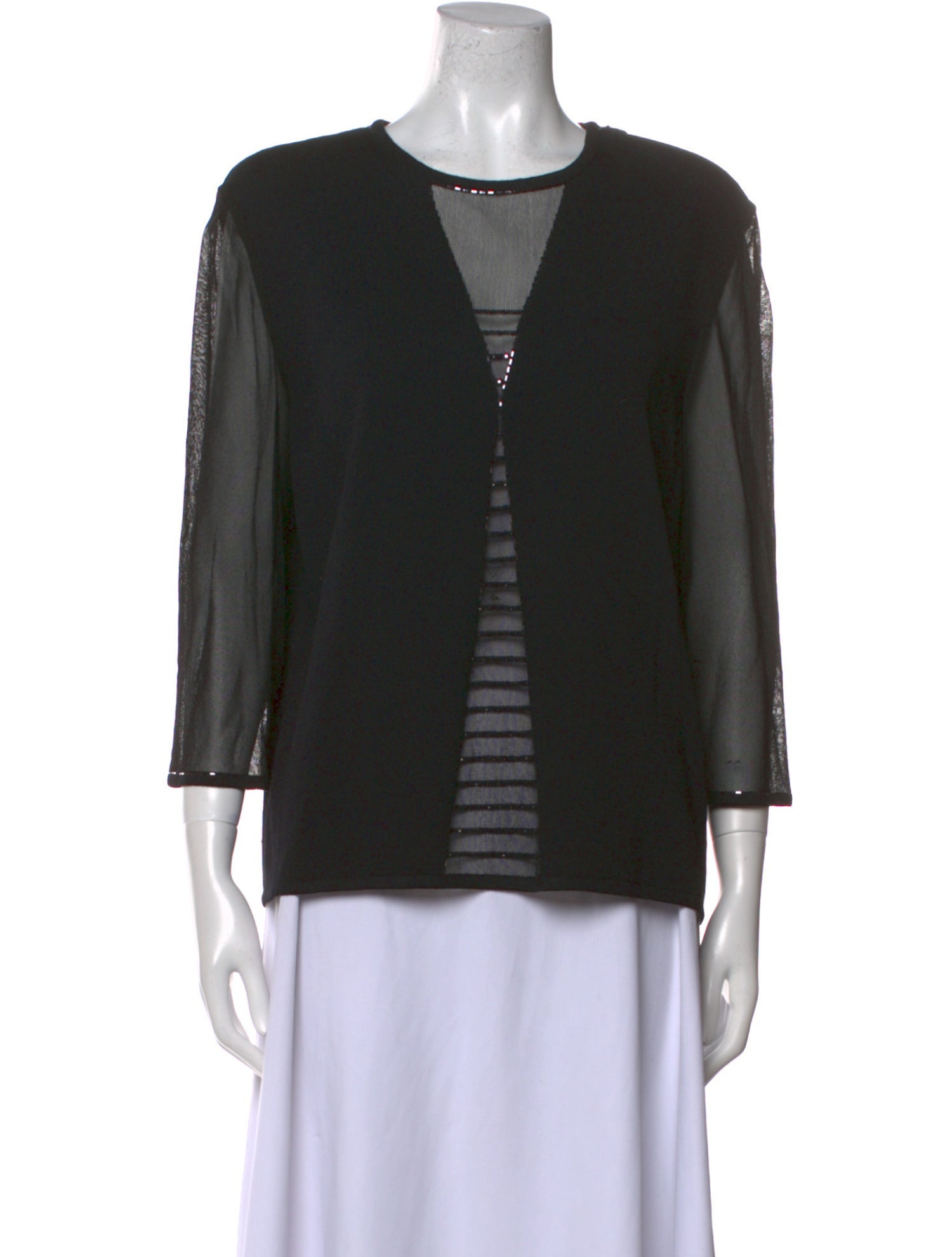 St. John Evening Crew Neck Three-Quarter Sleeve Blouse