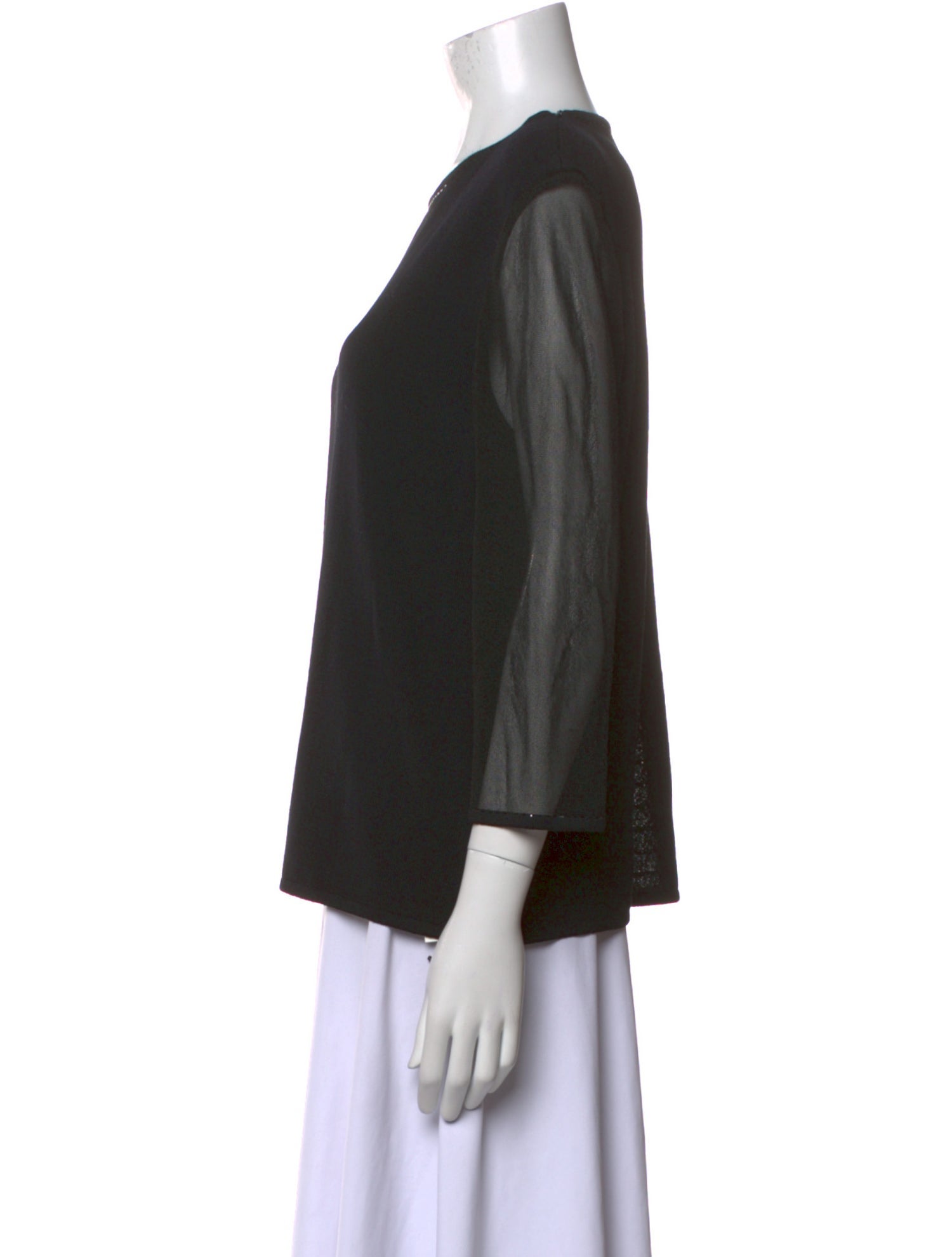 St. John Evening Crew Neck Three-Quarter Sleeve Blouse