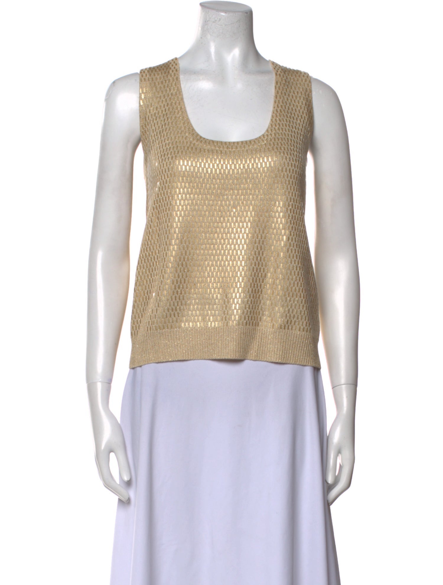St. John Evening Scoop Neck Sleeveless Crop Top