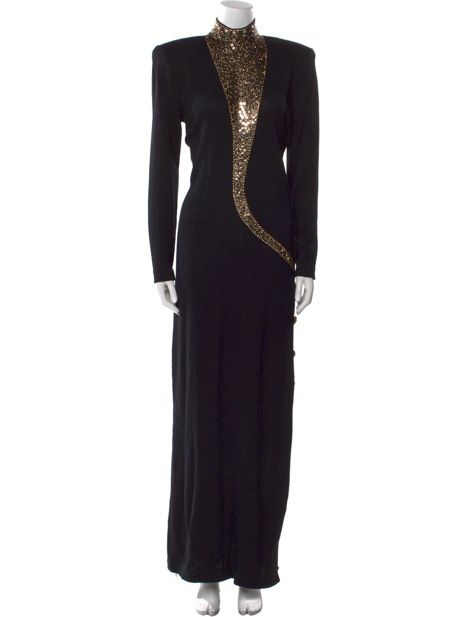 St. John Evening Mock Neck Long Dress