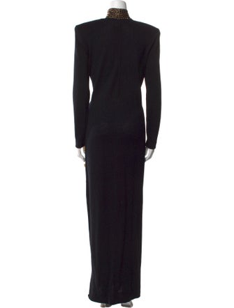 St. John Evening Mock Neck Long Dress