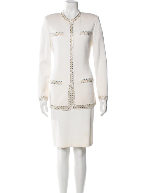 St. John Evening Wool Printed Pant Set