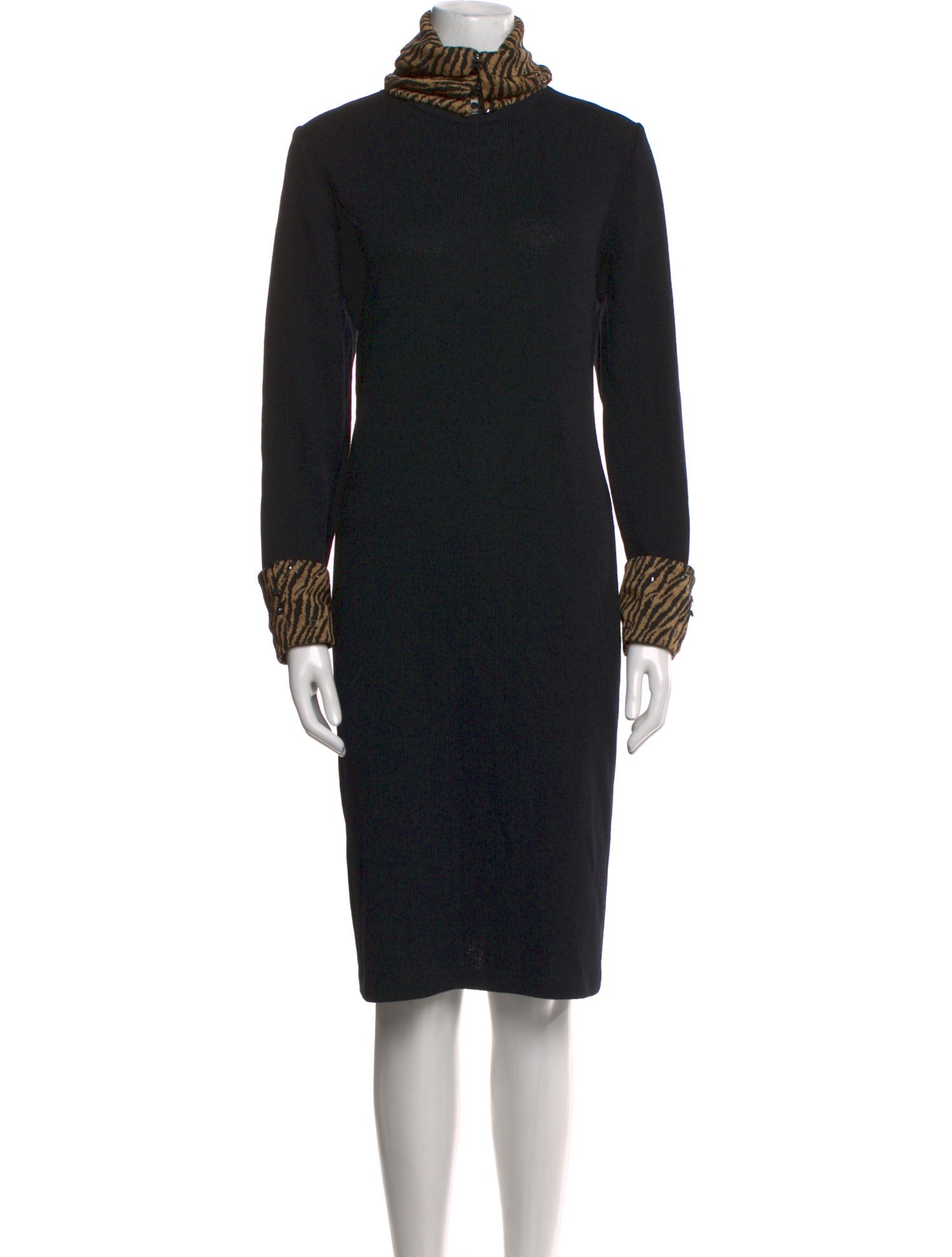 St. John Evening Turtleneck Midi Length Dress