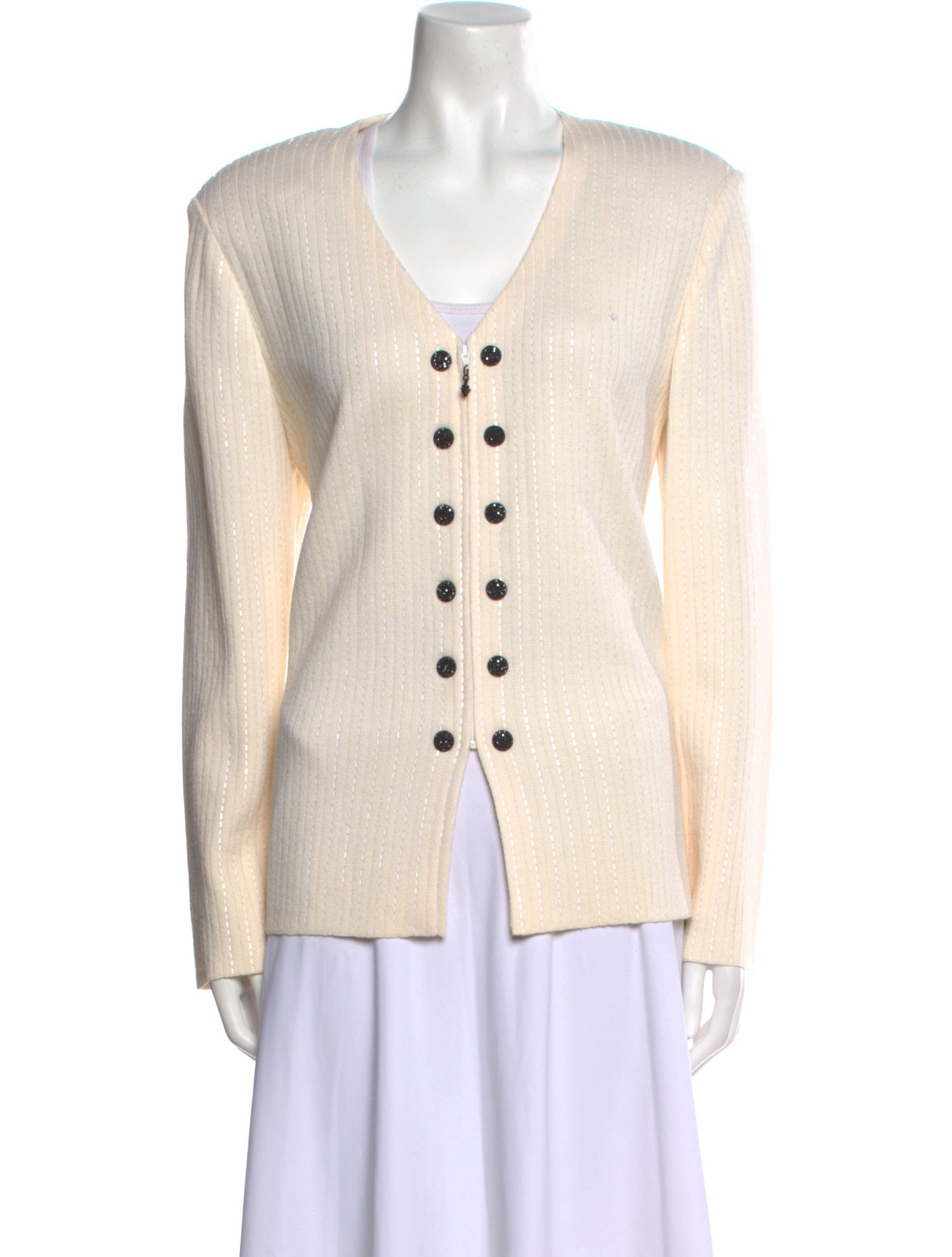 St. John Evening Wool V-Neck Sweater