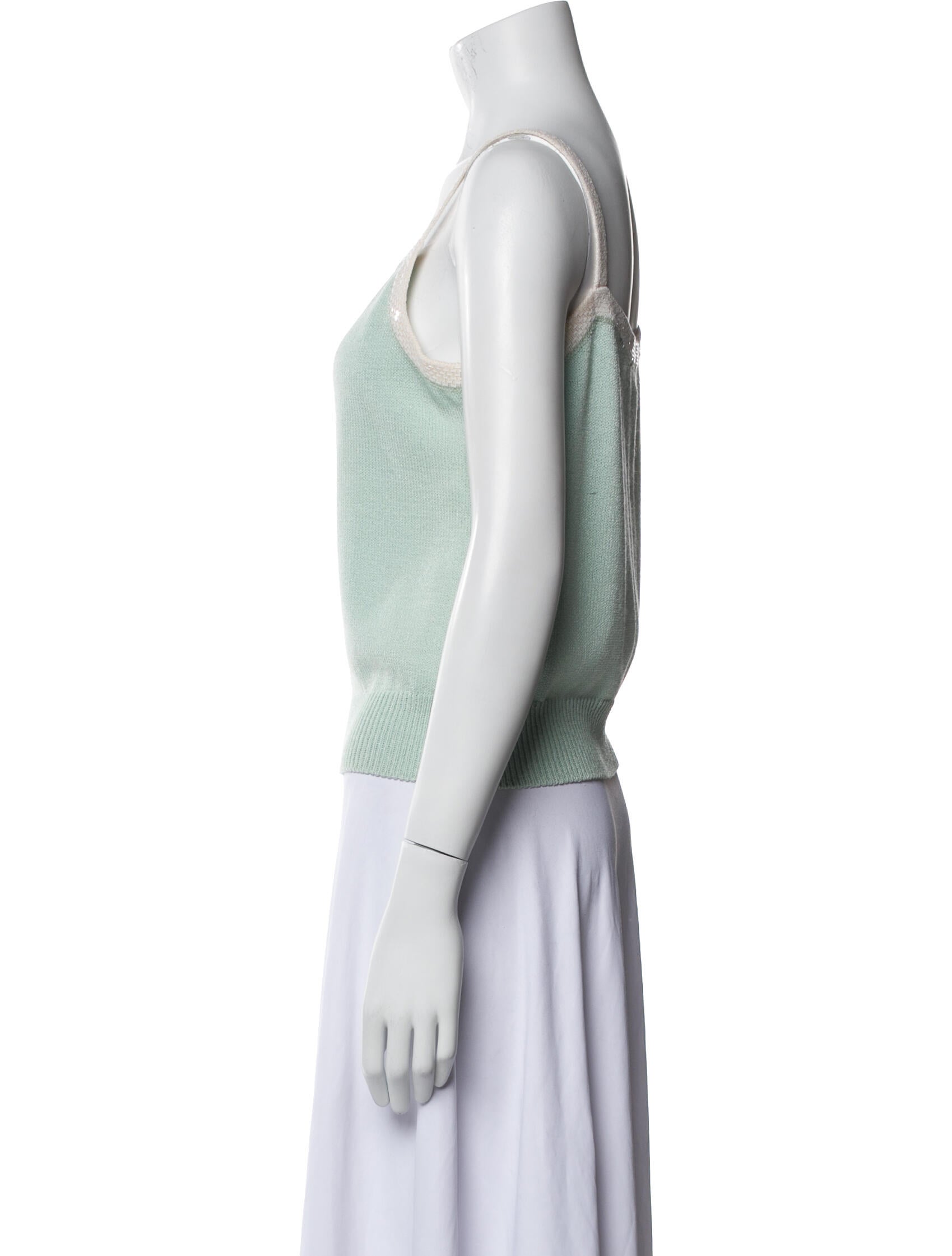 St. John Evening Square Neckline Sleeveless Crop Top