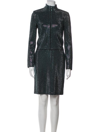 St. John Evening Striped Crystal Embellishments Dress Set