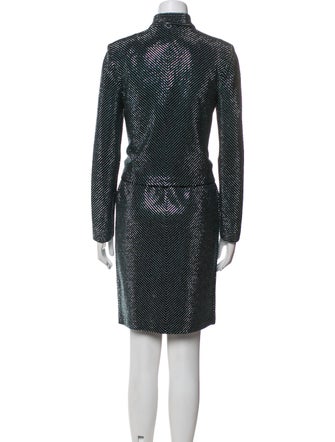 St. John Evening Striped Crystal Embellishments Dress Set