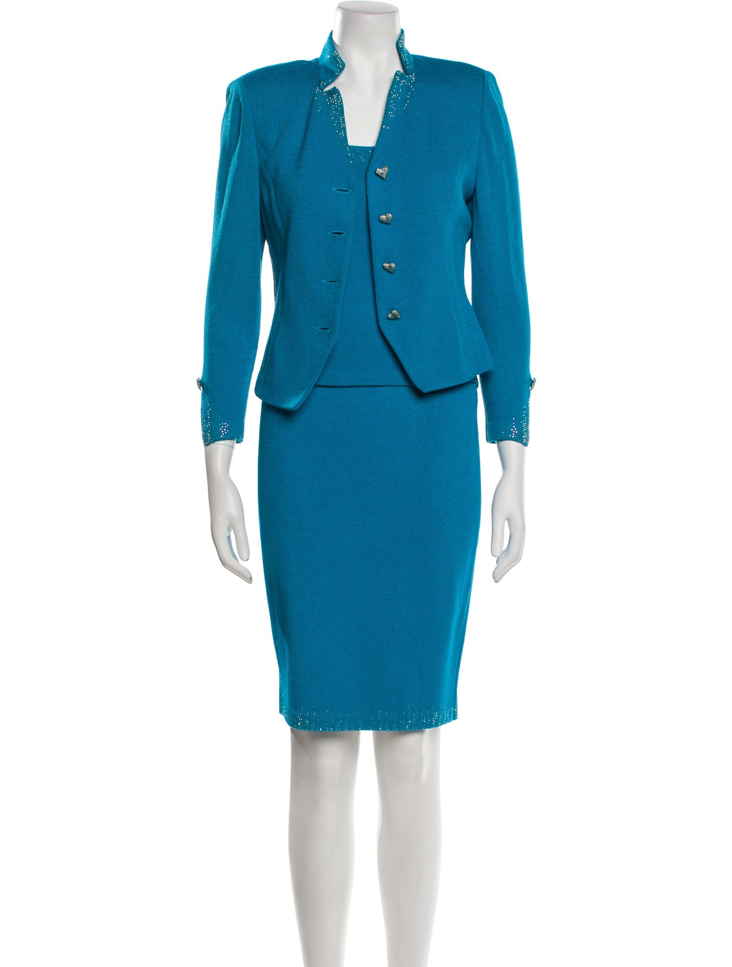 St. John Evening Crystal Embellishments Skirt Suit