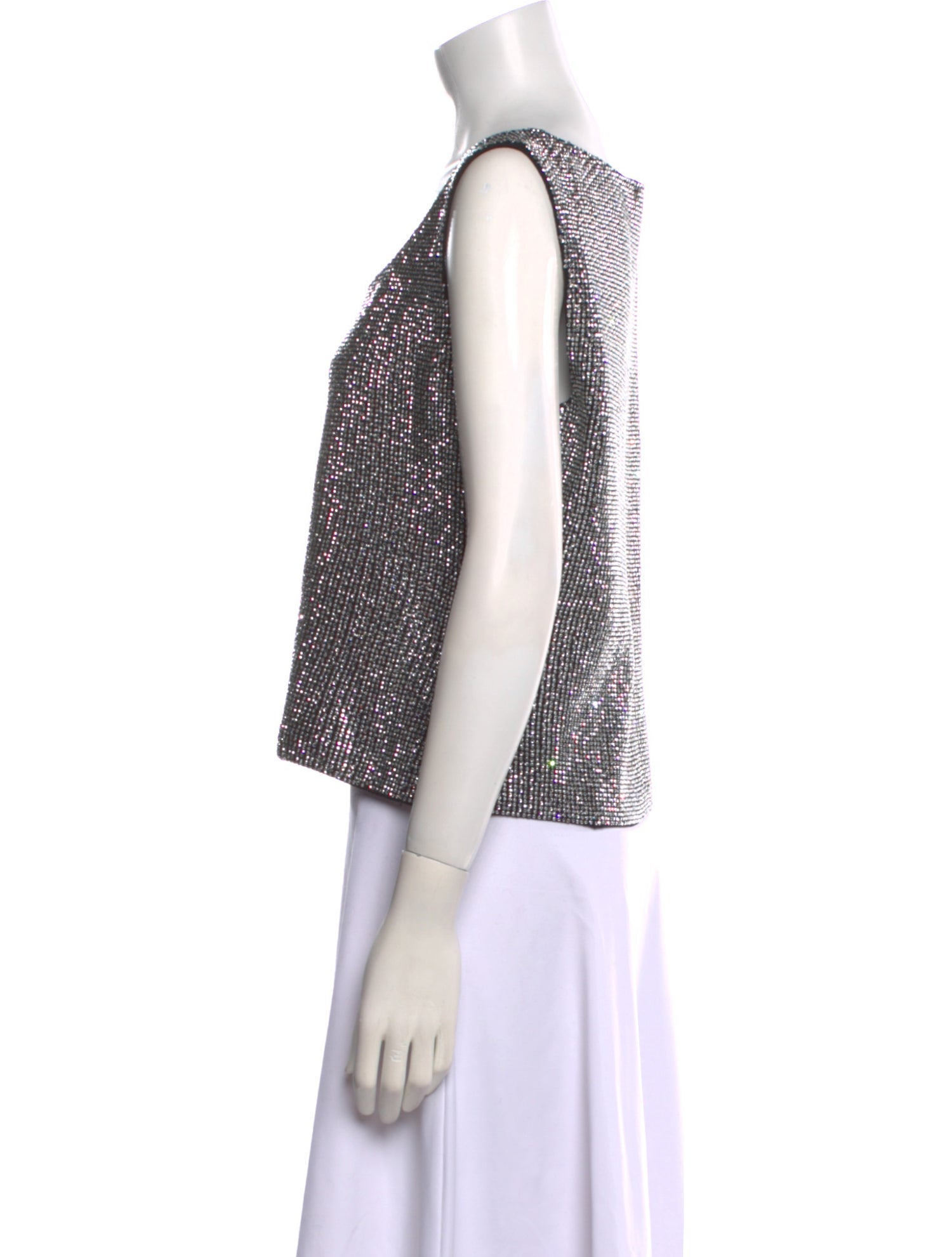 St. John Evening Printed Scoop Neck Crop Top