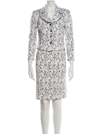 St. John Evening Printed Studded Accents Skirt Suit