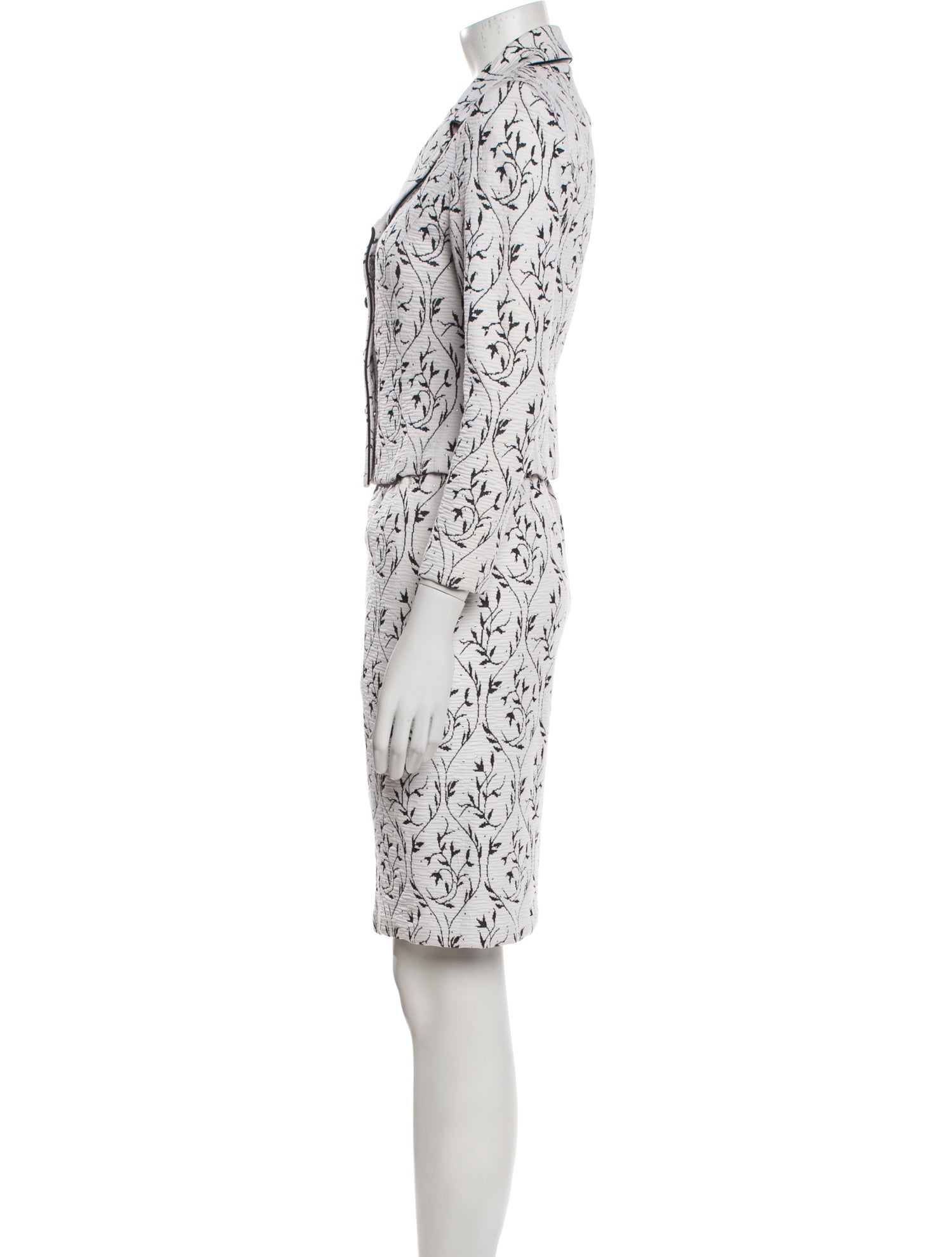 St. John Evening Printed Studded Accents Skirt Suit