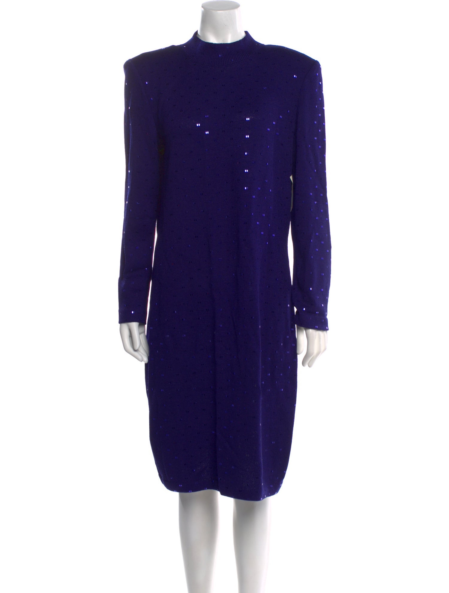 St. John Evening Mock Neck Knee-Length Dress